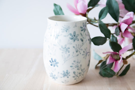 Watercolour Blue Floral Vase