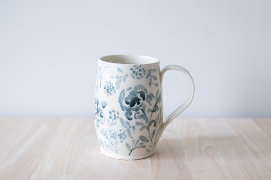 Painted Blue Floral Mug