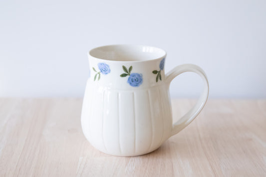 Carved Blue Floral Mug