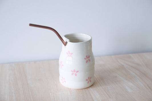 Pink Flower Straw Tumbler