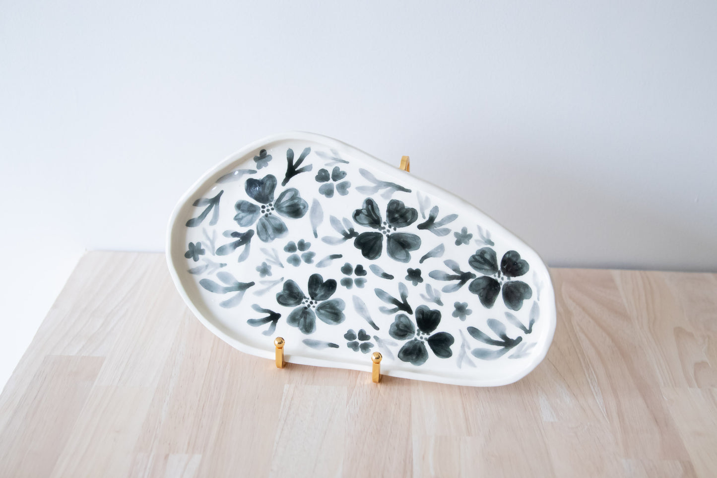 Black Flower Serving Plate