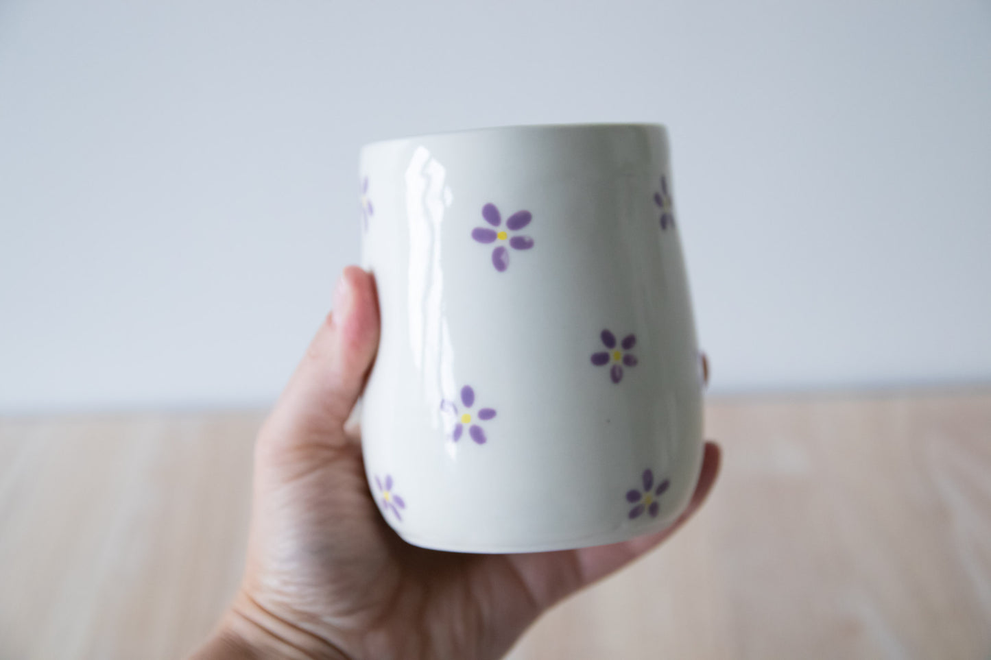 Purple Flower Thumb Cup