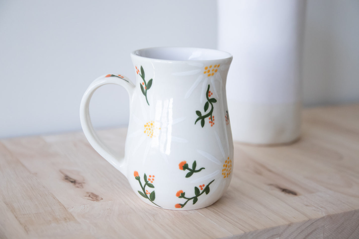 White Floral Mug